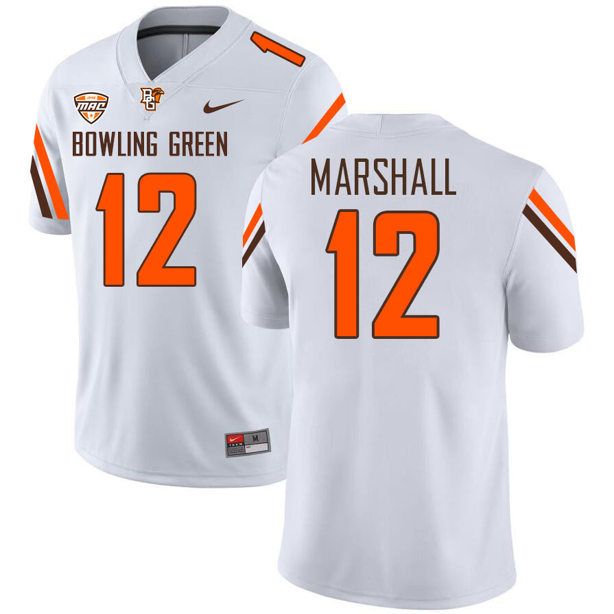 Bowling Green State Falcons #12 Caden Marshall College Football Jerseys Stitched-White